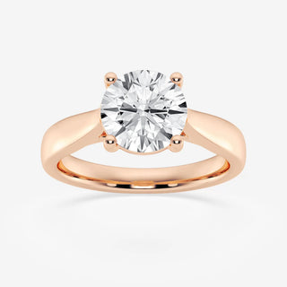 Round Cut Moissanite Diamond Trellis Solitaire Engagement