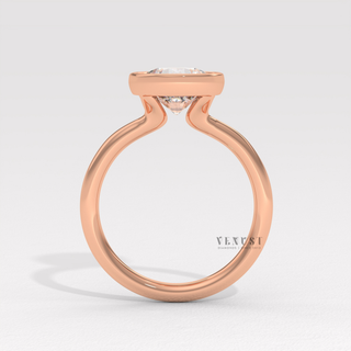 Round bezel moissanite ring top view