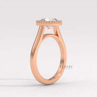 Elegant round unique bezel moissanite ring design