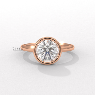 Round moissanite engagement ring side profile  Round Bezel detail view 3