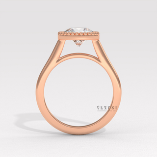 Moissanite round cut ring with modern shape