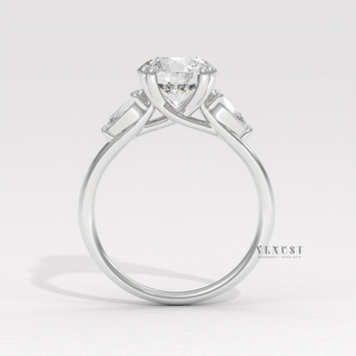 Elegant round brilliant moissanite ring side detail