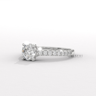 Round cut engagement ring with elevated sparkle