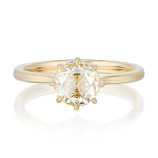 round cut moissanite ring rose center front view