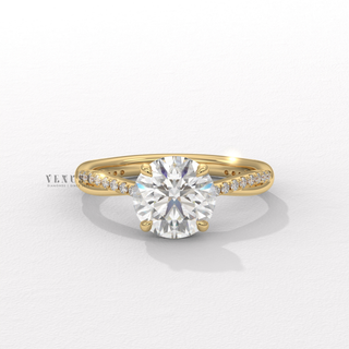 Brilliant cut moissanite ring side profile