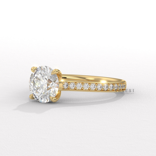 Cathedral round cut ring with elevated sparkle