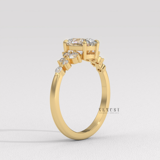 Oval shaped engagement ring with cluster sparkle