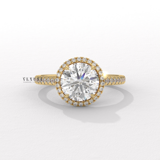 1.0 CT Round Cut Halo Classic Moissanite Engagement Ring on hand