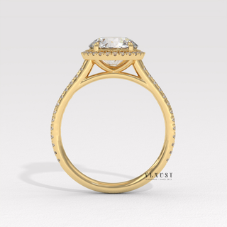 1.0 CT Round Cut Halo Classic Moissanite Engagement Ring band view