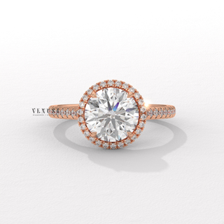 1.0 CT Round Cut Halo Classic Moissanite Engagement Ring sparkle view