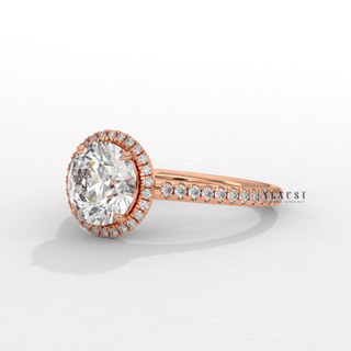 1.0 CT Round Cut Halo Classic Moissanite Engagement Ring full view