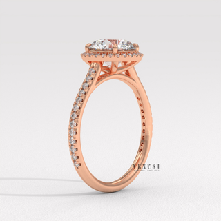 1.0 CT Round Cut Halo Classic Moissanite Engagement Ring front view