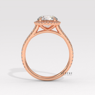 1.0 CT Round Cut Halo Classic Moissanite Engagement Ring side view