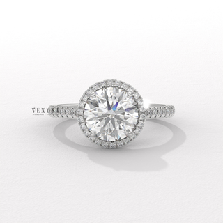 1.0 CT Round Cut Halo Classic Moissanite Engagement Ring front view
