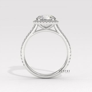 1.0 CT Round Cut Halo Classic Moissanite Engagement Ring close up