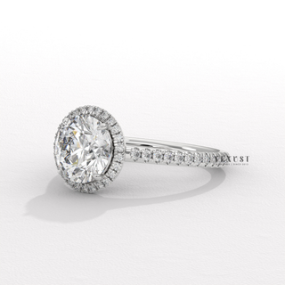 1.0 CT Round Cut Halo Classic Moissanite Engagement Ring side view