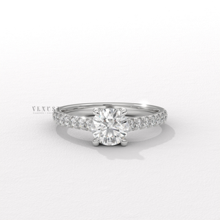 Round half pave moissanite ring side profile