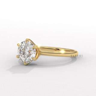 Round cut moissanite diamond ring close up  Round Solitaire detail view 4