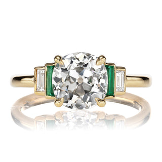 vintage moissanite rings round old mine front view