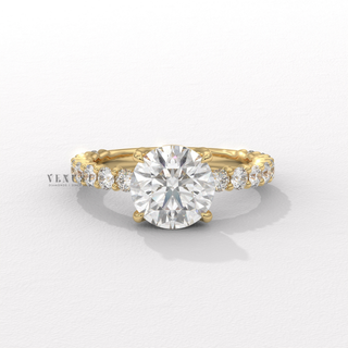Round 3/4 pave moissanite engagement ring front view