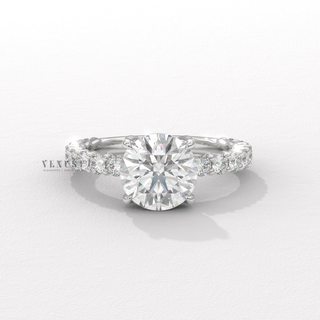 Round moissanite engagement ring side profile  Round 3/4 Pave detail view 3
