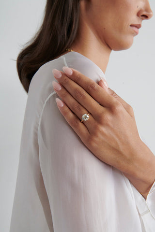 solitaire moissanite ring timeless hand view