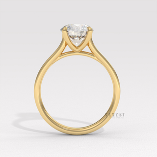 Elegant round 3/4 pave cathedral ring design