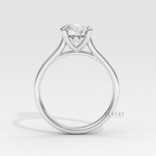 Round bridal moissanite ring for women  Round 3/4 Pave Cathedral detail view 11