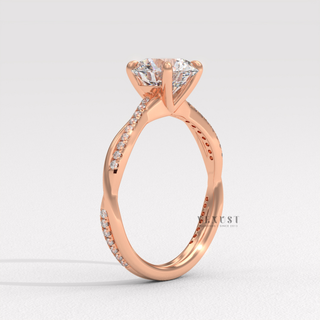 Moissanite round brilliant cut ring top view  Round Infinity detail view 7