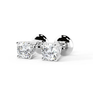 Lab-Grown Round Cut Diamond Moissanite Stud Earring