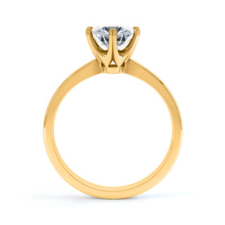 Shimmering 1.50ct round solitaire moissanite ring detail view of the band