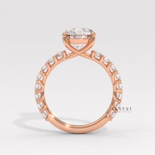 Elegant round 3/4 pave moissanite ring for women