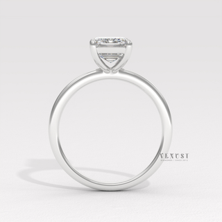 Emerald cut ring for women with moissanite center