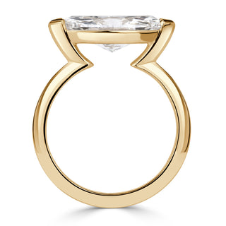 East west marquise moissanite solitaire ring close up detail