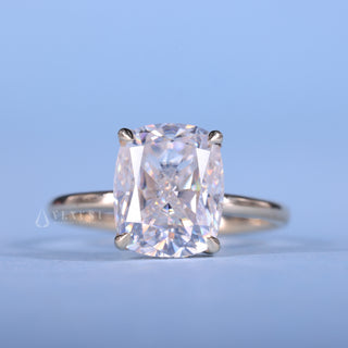 2.50CT Elongated Cushion Cut Moissanite Diamond Hidden Halo Solitaire Engagement Ring