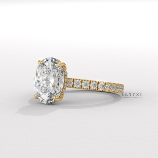 Oval shaped engagement ring with moissanite sparkle