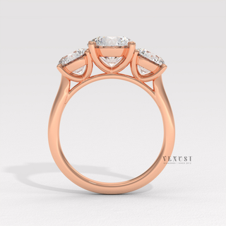 Round bridal moissanite ring with side stone detail