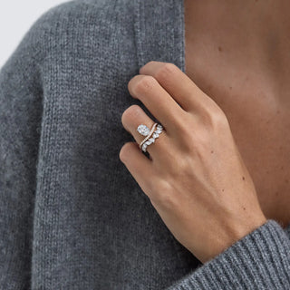 0.71ct Oval Diamond Trace Pave Band Unique Engagement Ring