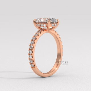 Engagement ring oval cut with hidden halo shine