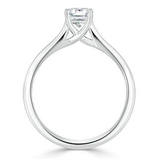 1.0 CT Asscher Cut Solitaire Halo Moissanite Engagement Ring close up