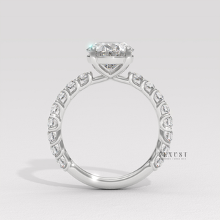 Oval moissanite ring with refined pave shine