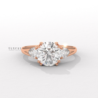 Round brilliant moissanite engagement ring side view