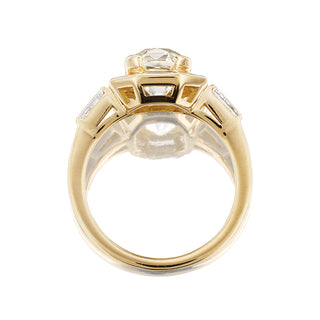 hexagon moissanite ring three stone setting view