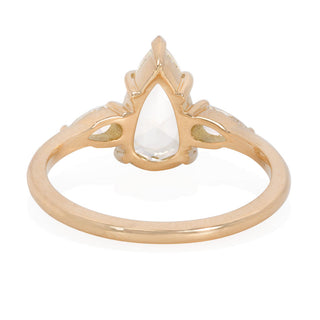 three stone moissanite engagement ring classic hand view