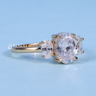 1.50CT Oval Cut Moissanite Diamond Three Stone Engagement Ring