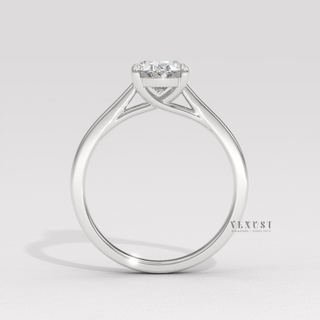 Elegant oval cathedral moissanite ring design