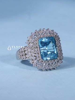 2.0CT Ice Crush Radiant Cut American Diamond Halo Cluster Engagement Ring