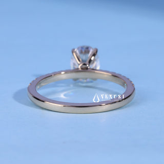 Sparkling 1.0ct oval pave moissanite ring top view