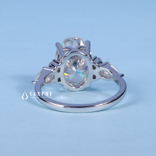 Radiant 2.0ct oval cluster moissanite ring top view