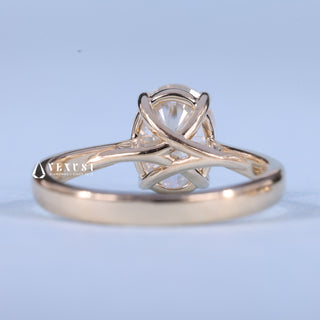 2.0CT Oval Moissanite Diamond Cathedral Engagement Ring